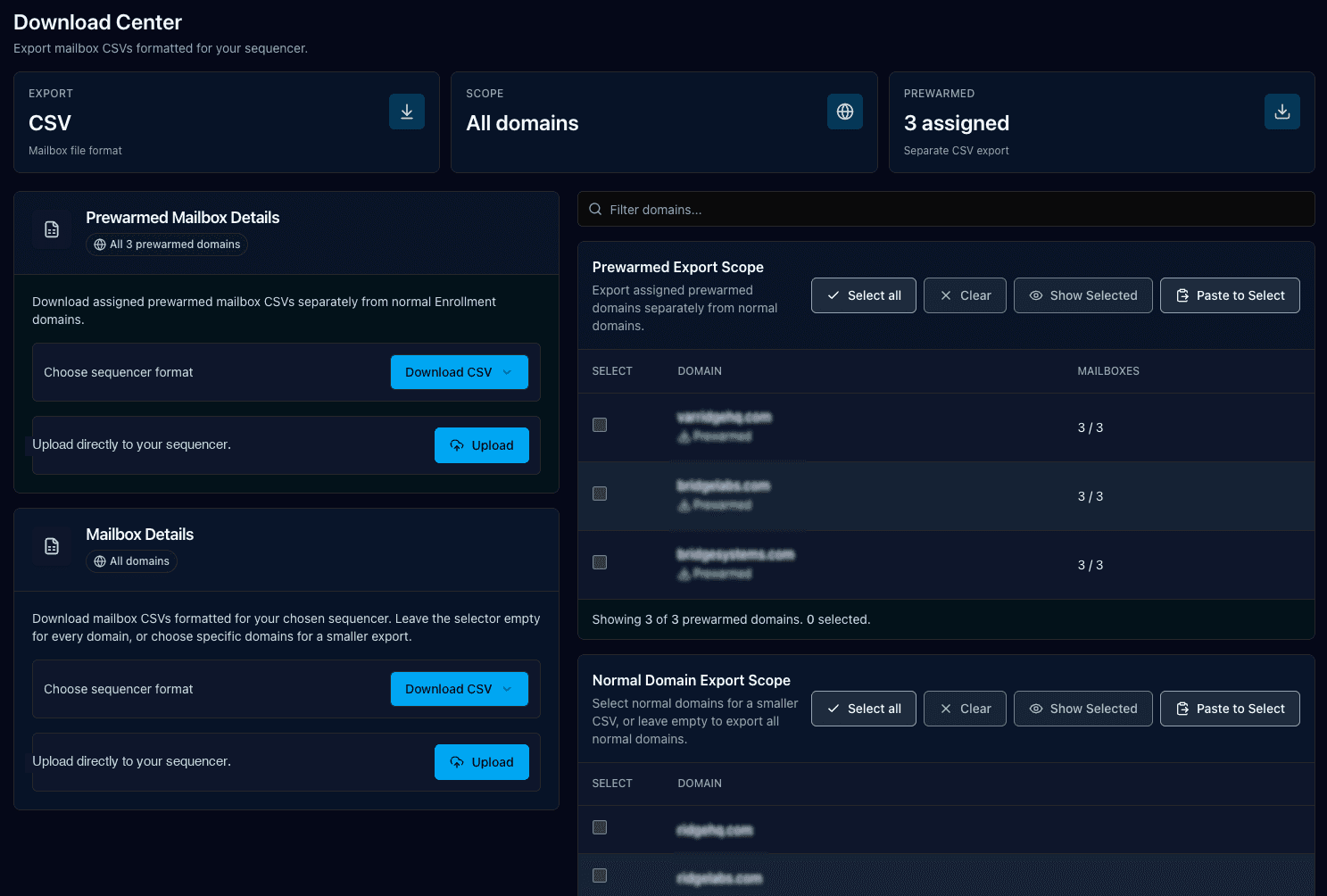Mailrun portal — Download center, sanitized screenshot